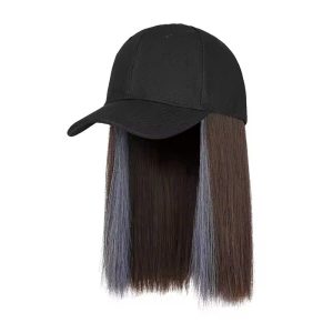 Tse Cap Wig, Short Straight Hair, Duck Tongue Summer Wave Head Baseball Ear Dyed Wig Hat, New Style Xq-01